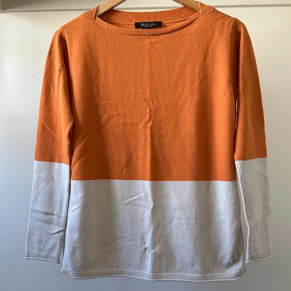 New Loro Piana 100% cashmere boatneck bateau colorblock knit pullover sweater - Picture 4 of 16